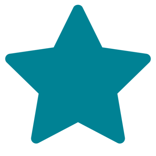 Teal-colored five-pointed star on a white background.